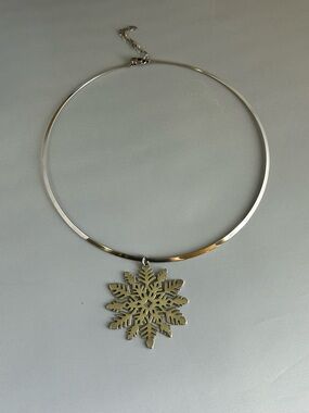 Sterling Silver Snowflake Choker Necklace